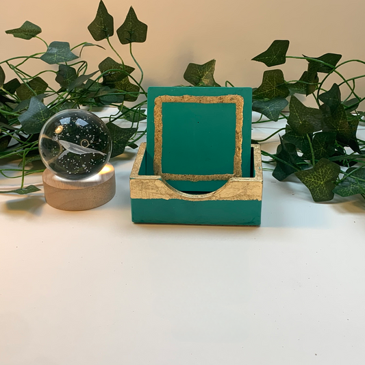 Golden | Holder and coasters